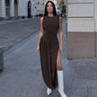 Brown Ruched Dress