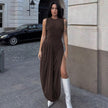 Brown Ruched Dress